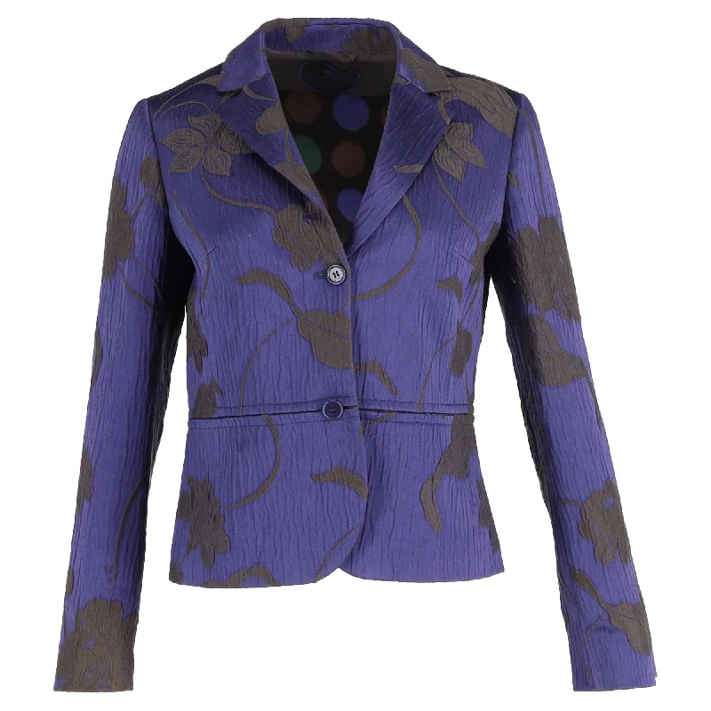 BlazervrEtro Floral Pattern Blazer in Blue Cotton