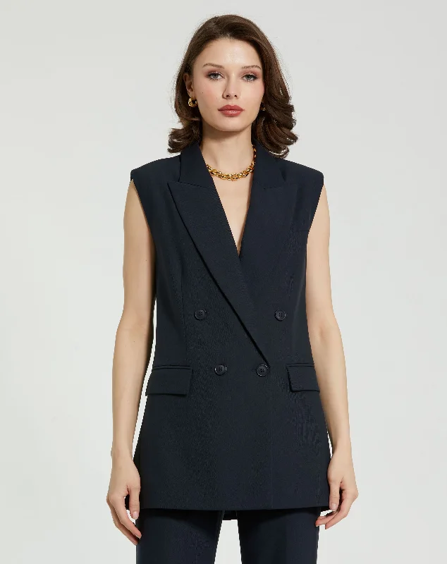 BlazerpatternTailored Crepe Sleeveless Blazer Vest