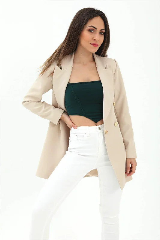 BlazerbrandWomen's Beige Blazer Jacket