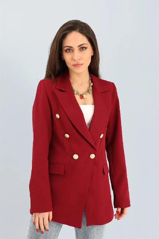 BlazertechWomen's Blazer Fleto Pocket Atlas Fabric Jacket - Burgundy