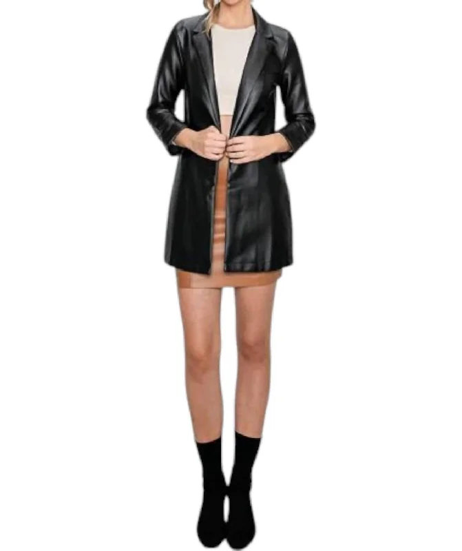 BlazerhistoryPleather Oversized Blazer Jacket In Black