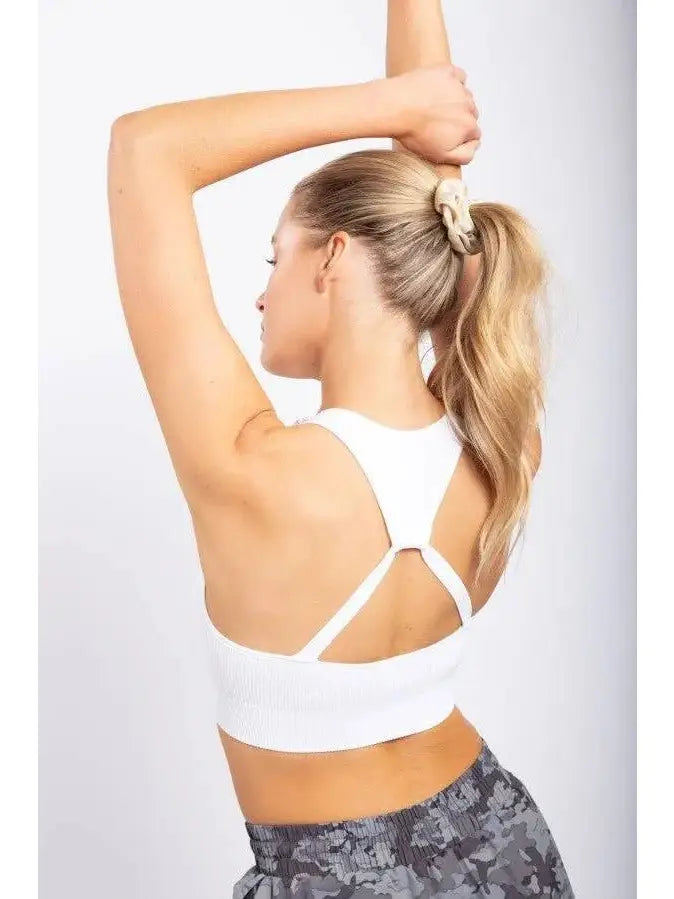 Lightweight jacketRibbed Triangle Back Sports Bra