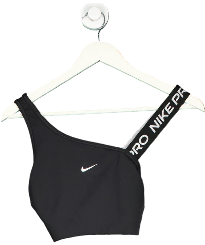 Running singletNike Black Swoosh Asymmetrical Padded Sports Bra UK M