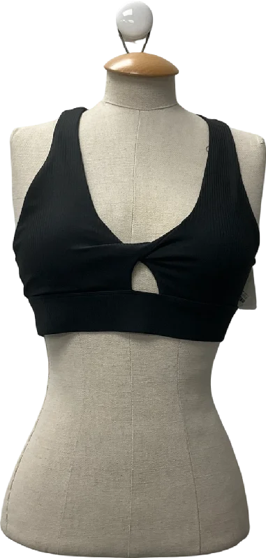 Outdoor vestOasis Black Twist Rib Sports Bra UK S