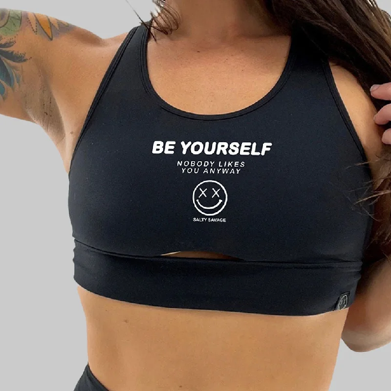 Lightweight jacketSalty Savage Ladies “Be Yourself” Peekaboo Sports Bra | Cocoa Beach Performance