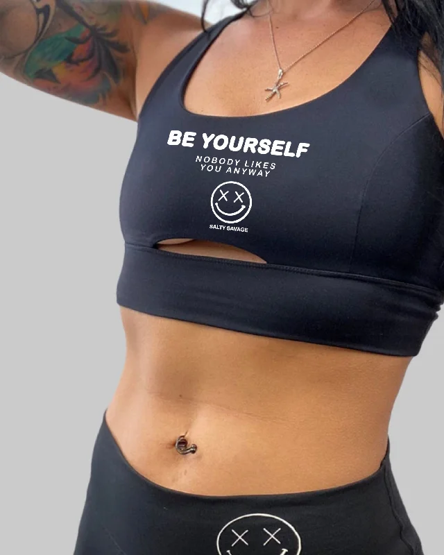 Athletic hoodieSalty Savage Ladies “Be Yourself” Peekaboo Sports Bra