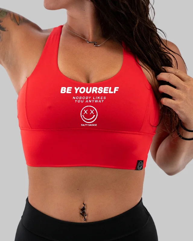 Sports jacketSalty Savage Ladies "Be Yourself" X Back Longline Sports Bra | Cocoa Beach Performance