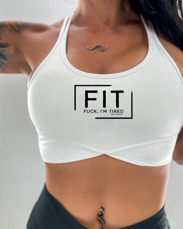 Running jacketSalty Savage Ladies "FIT Fuck, I’m Tired” V Cut Sports Bra