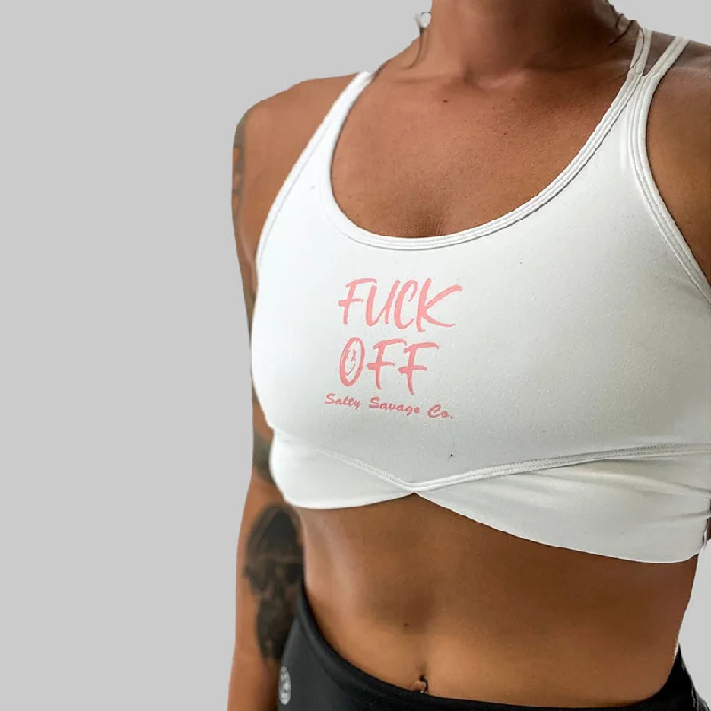 Running hoodieSalty Savage Ladies "Fuck Off" V Cut Sports Bra | Pink