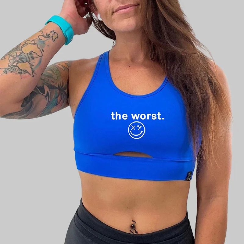 Sports tankSalty Savage Ladies “the worst” Peekaboo Sports Bra | Cocoa Beach Performance